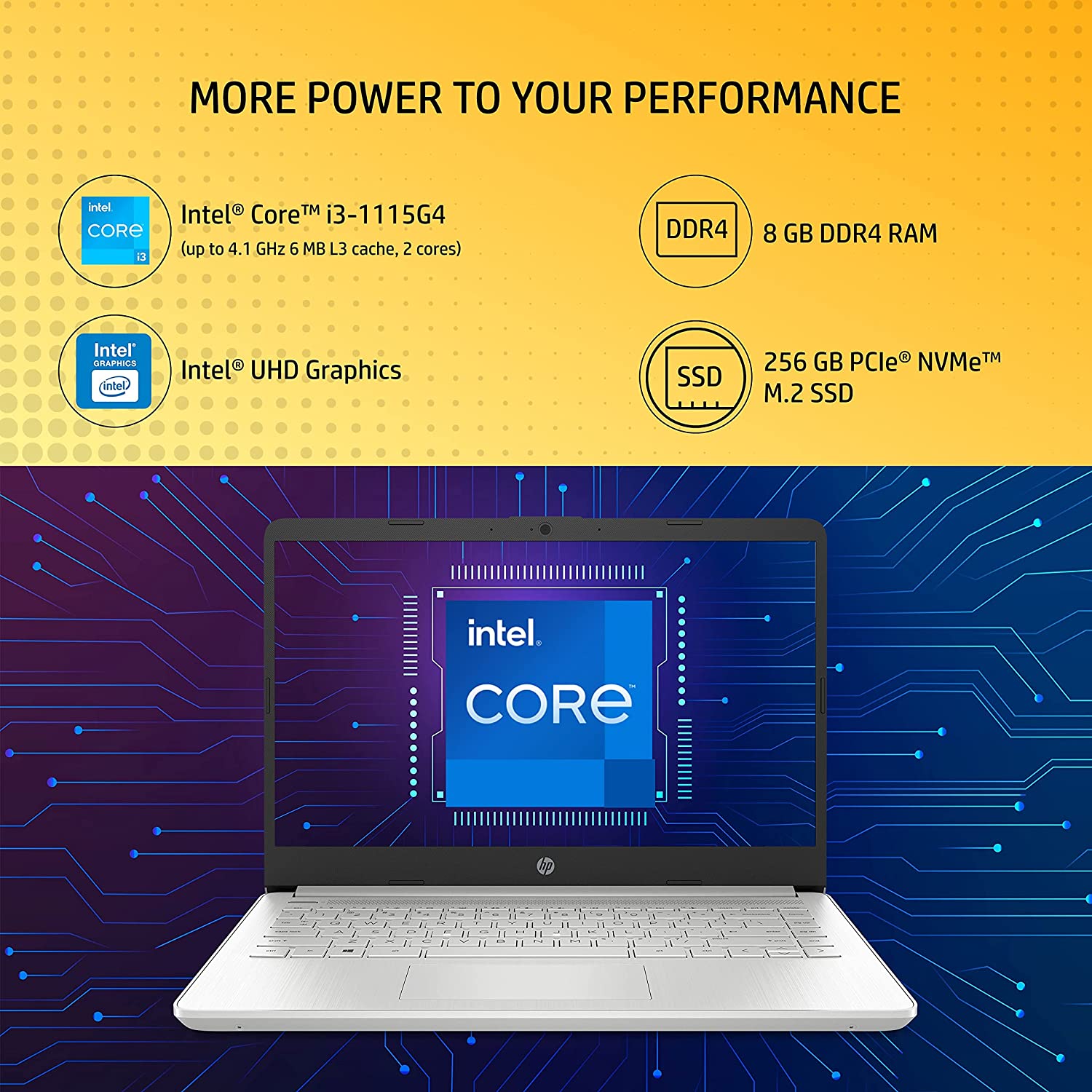HP 14s, 11th Gen Intel Core i3-1115G4, 8GB RAM/256GB SSD 14-inch(35.6 cm) Micro-Edge, Anti-Glare, FHD Laptop/Alexa Built-in/Win 11/Intel UHD Graphics/Dual Speakers/ MSO 2021/1.41 Kg, 14s-dy2507TU