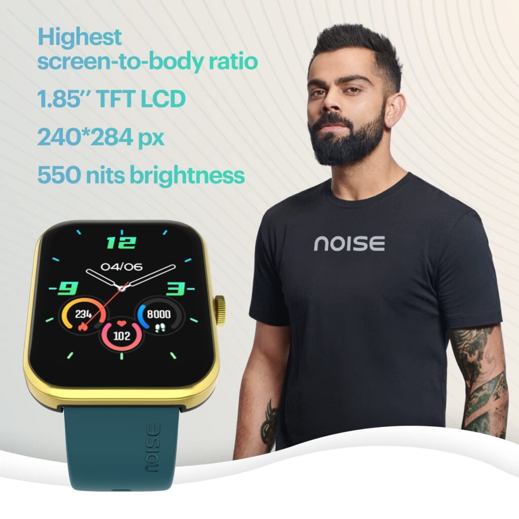 Noise Pulse 2 Max 1.85″ Display, Bluetooth Calling Smart Watch, 10 Days Battery, 550 NITS Brightness, Smart DND, 100 Sports Modes, Smartwatch for Men and Women